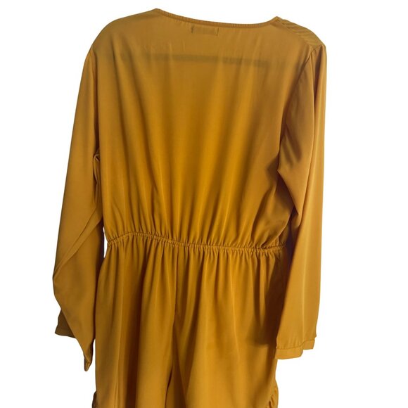 2/$25 Boohoo 14 Deep Mustard Yellow Long Sleeve Jumpsuit Polyester - Picture 10 of 16